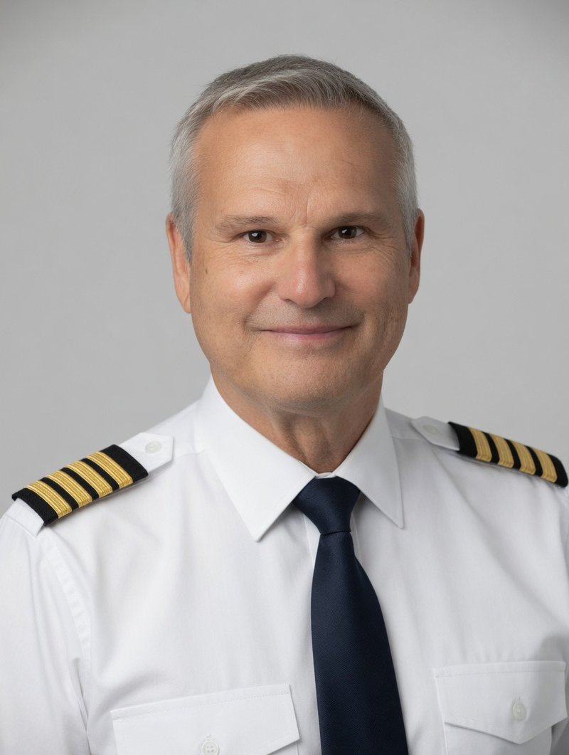 Captain Ivan Klugman, commercial airline captain in uniform